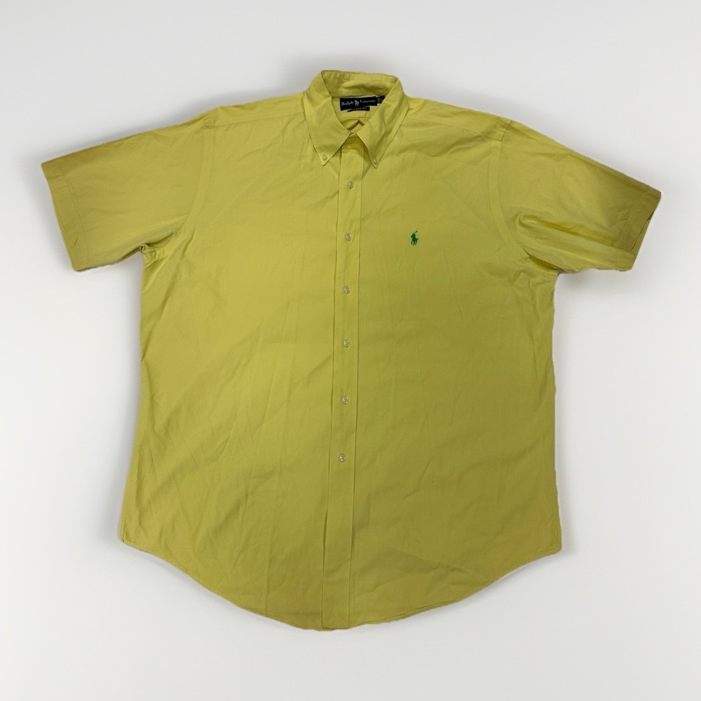 Ralph Lauren Polo L Classic Fit Collared Short Sleeve Shirt Yellow‎ Button Down